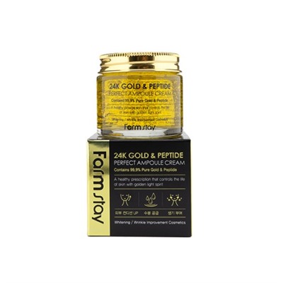 Ампульный крем с золотом и пептидами FarmStay 24K Gold & Peptide Perfect Ampoule Cream