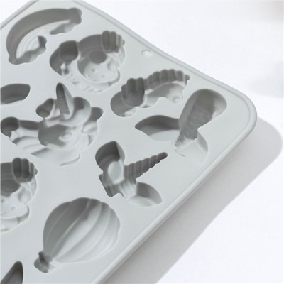 Форма для льда и кондитерских украшений «Волшебство», 14 ячеек, 23×16,5×2 см, силикон, цвет МИКС