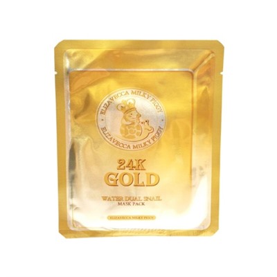 Маска для лица тканевая с колоидным золотом и муцином Elizavecca 24K Gold Water Dual Snail Mask Pack