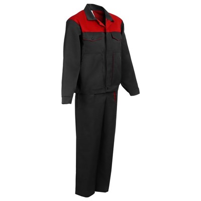 Костюм № 106, куртка + полукомбинезон, ткань полиэфирнохлопковая, р. 48-50, рост 182-188, цвет серый/красный