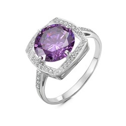 Серебряное кольцо с фиолетовым фианитом  - 1183
