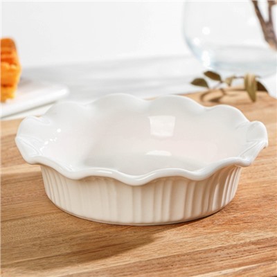 Форма для выпечки из жаропрочной керамики Доляна «Флора», 14×3,5 см, цвет белый