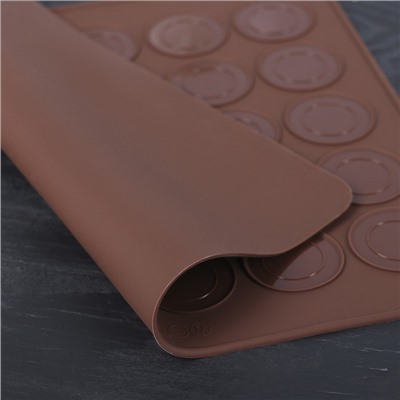 Силиконовый коврик для макаронс Доляна «Ронд», 29×26 см, цвет коричневый