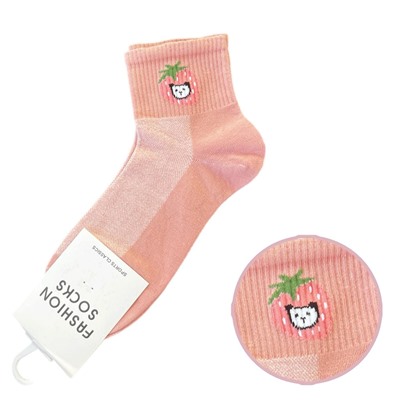 Хлопковые носки FASHION SOCKS (бело-розовые)