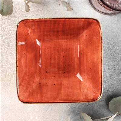 Салатник керамический квадратный «Сапфир», 14×5,5 см, цвет оранжевый