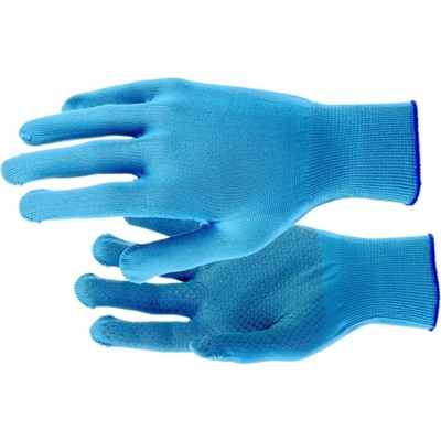 Перчатки нейлоновые, вязка класс 13, с ПВХ точками, размер 10, синие