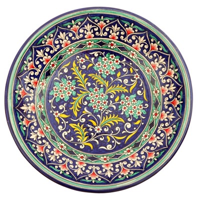 Ляган Риштанская Керамика "Цветы", 33 см, синий микс