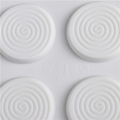 Форма для муссовых десертов и выпечки Доляна «Гипноз», 30×17,5×0,5 см, 15 ячеек, d=4,5 см, силикон, цвет белый