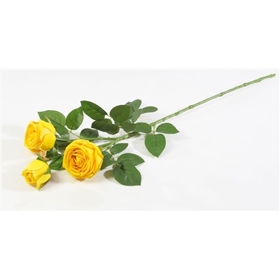 Ветка розы 3 цветка с латексным покрытием желтая