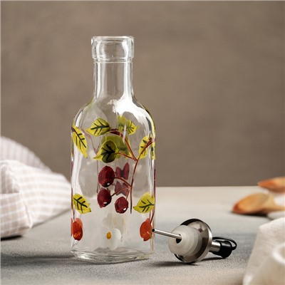 Бутыль стеклянная для соусов и масла «Вишнёвый сад», 200 мл, 5×20 см