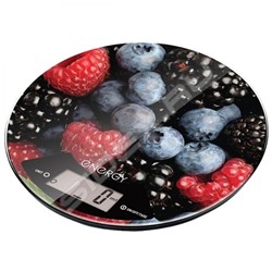Весы кухонные электронные стекло 5 кг круглые 20 см дисплей Ягоды EN-403 Energy (1/12)