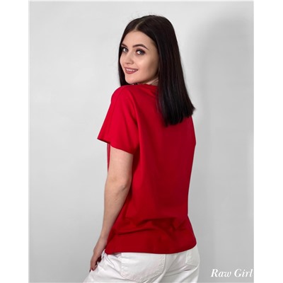 Футболка «Raw Girl» (красный) One Size Турция