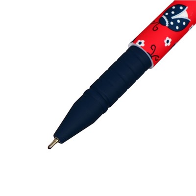 Ручка шариковая "Божьи коровки" синяя 0.7 мм, корпус Софтач Soft touch (штрихкод на штуке)