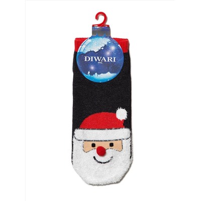 Носки мужские DIWARI Короткие новогодние носки &quot;Санта-Клаус&quot; с пушистой нитью и помпоном