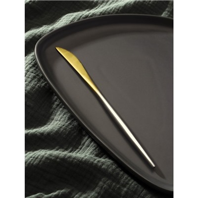 Нож столовый из нержавеющей стали Magistro «Фолк», 22 см, цвет золотой, серебряная ручка
