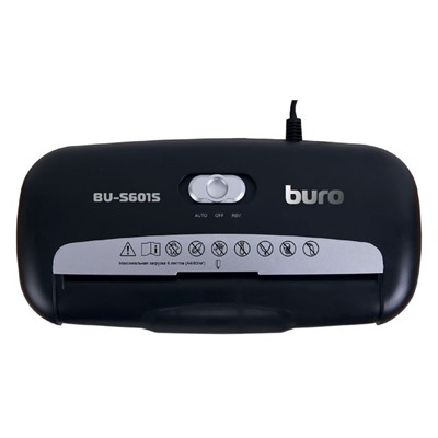 Шредер Buro Home BU-S601S (Р-1), ленты 6 мм, 6 листов одновременно, пл.карты, 10 л