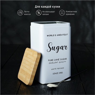 Банка для сыпучих продуктов (сахар) «Сайнс», 17×10 см, цвет белый