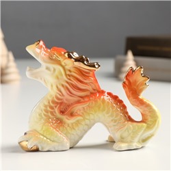 Сувенир керамика "Китайский огненный дракон - рык" с золотом 5х12х9 см