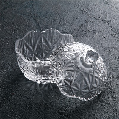 Сахарница стеклянная Доляна «Льдинка», 250 мл, 10×12 см, с крышкой