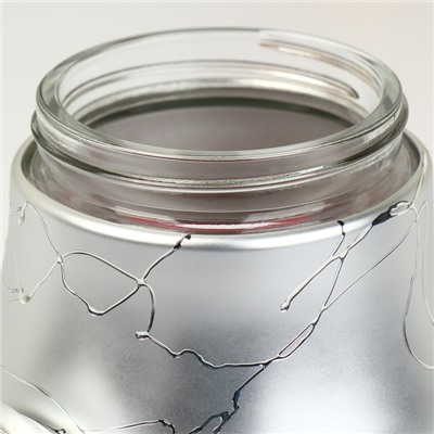 Набор банок стеклянных для сыпучих продуктов «Мрамор», 850 мл, 11,5×14,5 см, 3 шт, цвет серебряный
