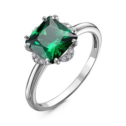 Серебряное кольцо с зеленым фианитом - 1182