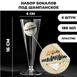 Набор пластиковых бокалов под шампанское «Нашампаним», 150-180 мл (6 шт)