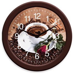 Часы пластиковые настенные кварц  27,5*3,8 см круг кофе ЕС-101 Energy (1/10)