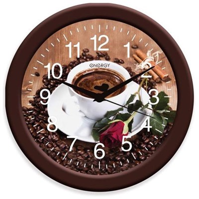 Часы пластиковые настенные кварц  27,5*3,8 см круг кофе ЕС-101 Energy (1/10)