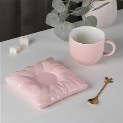 Чайная пара керамическая «Зефирка», чашка 250 мл, блюдце d=13 см, цвета розовый