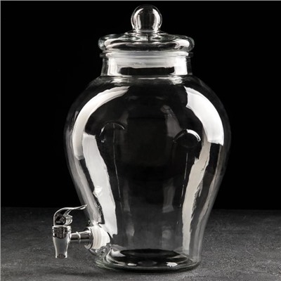 Диспенсер для напитков стеклянный «Классика», 5 л, 27×22×34 см