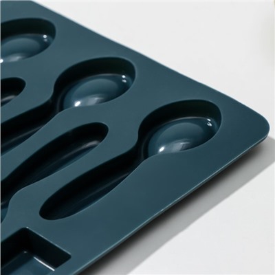 Форма для льда и кондитерских украшений Доляна «Ложки большие», 17×1,2 см, силикон, 5 ячеек, цвет МИКС