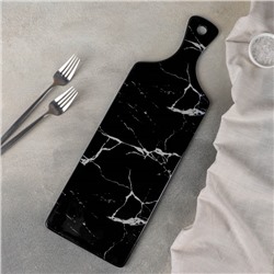 Блюдо фарфоровое для подачи «Мрамор», 44,8×14,8 см, цвет чёрный