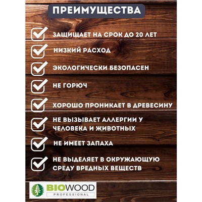 Концентрат Огнебиозащита, II группа огнезащиты BIOWOOD FS концентрат 1:1, 10л