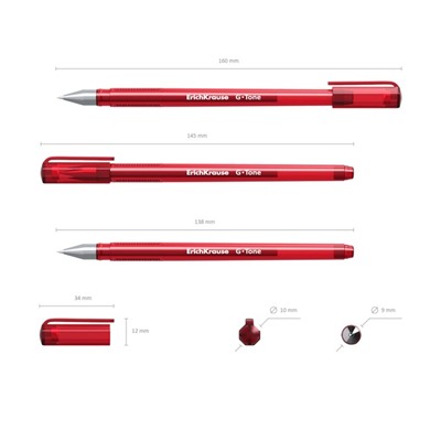 Ручка гелевая G-Tone, узел 0.5 мм, чернила красные, длина линии письма 500 метров