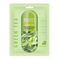 Тканевая маска для лица с экстрактом зелёного чая JIGOTT GREEN TEA REAL AMPOULE MASK