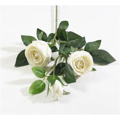 Ветка розы 3 цветка с латексным покрытием белая