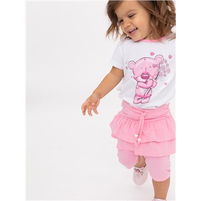 Комплект детский трикотажный для девочек: фуфайка (футболка), юбка-шорты