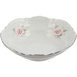 Салатник круглый Bernadotte, декор «Бледные розы, отводка платина», 13 см