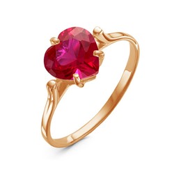 Позолоченное кольцо с фианитом цвета корунд - 943-п