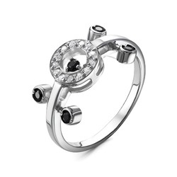 Серебряное кольцо с черными фианитами - 1229