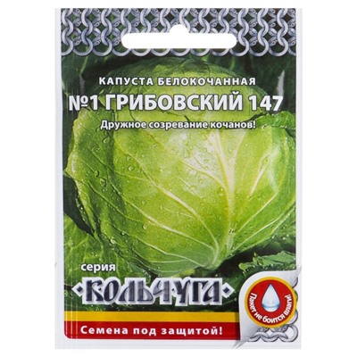 Семена Капуста белокочанная "Номер первый Грибовский 147" серия Кольчуга, 0,5 г