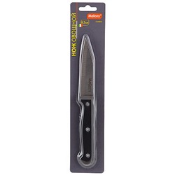 Нож нерж сталь лезвие 8,5 см 1,2 мм для овощей пласт ручка блистер черный Classico Mallony (1/24)