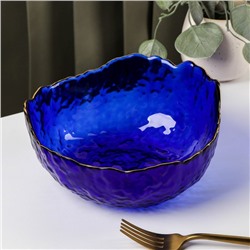 Салатник стеклянный «Вулкан», 1,3 л, 20×8,5 см, цвет синий