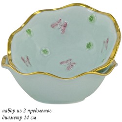 Набор салатников Lenardi «Бабочки», 2 предмета, d=14 см, цвет ментол