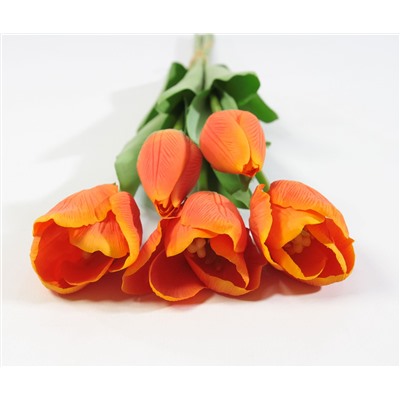 Тюльпан с латексным покрытием оранжевый (12 букетов по 5 шт)