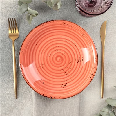 Тарелка фарфоровая глубокая «Латерит», 500 мл, d=21 см, цвет оранжевый