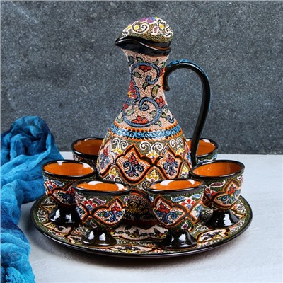 Набор для напитков Риштанская Керамика "Самарканд", 8 предметов, разноцветный