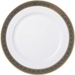 Блюдо круглое мелкое Opal, декор «Широкий кант платина, золото» 30 см