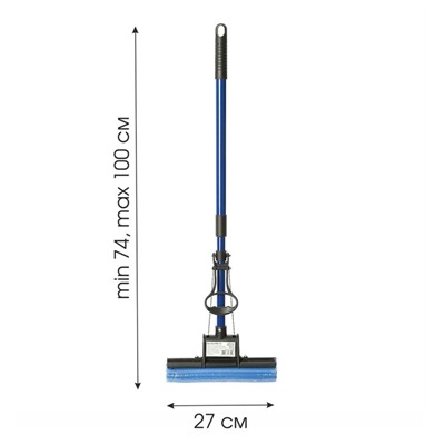 Швабра ПВА, насадка 24х5.5 см, стальная телескопическая ручка 74-100 см