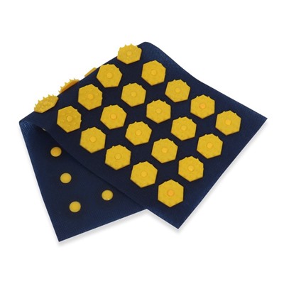 Ипликатор-коврик, основа спанбонд, 40 модулей, 14 × 32 см, цвет тёмно-синий/жёлтый